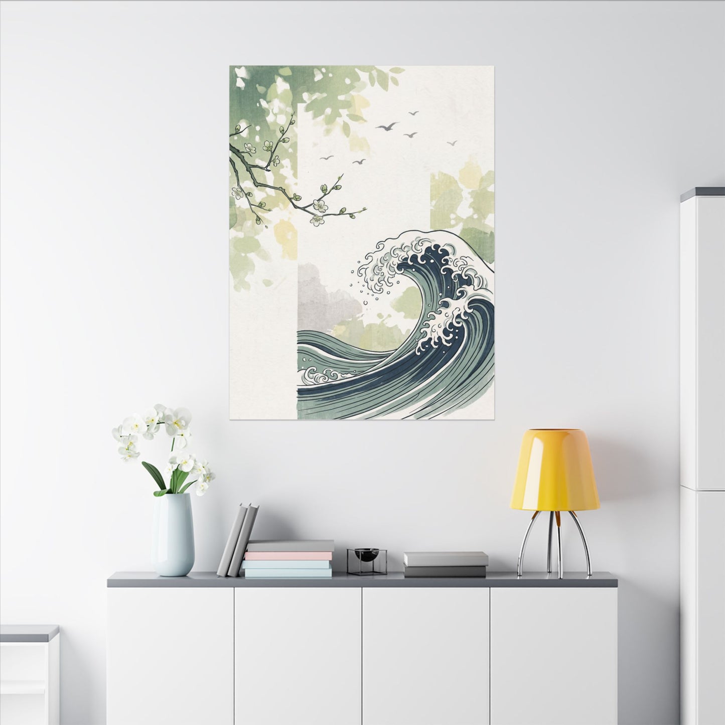 Spring Ocean Wave Ukiyo E Inspired Canvas Art | Serene Decor