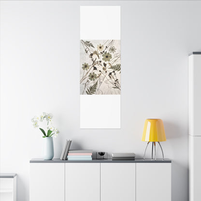 Japandi Dried Flowers in Golden Hour | Japanese Pattern Canvas Art