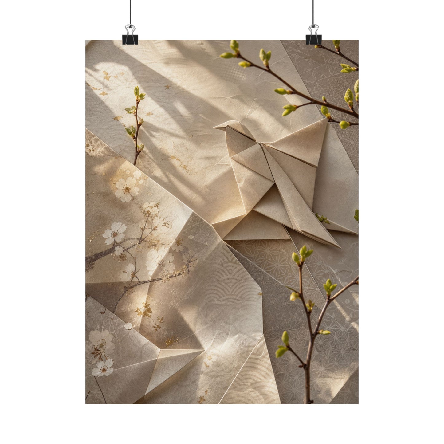 Spring Paper Fold Japanese Pattern Wall Art Print | Warm Decor