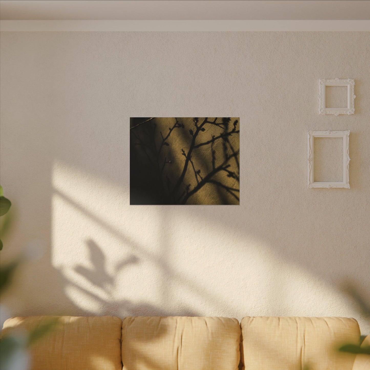 Golden Hour Shadow Play Canvas Art - Dark Japandi Seijaku
