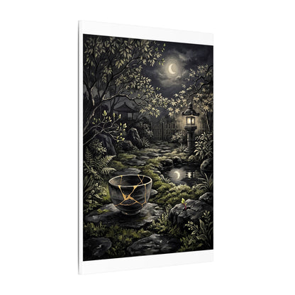 Kintsugi Moonlit Garden in Dappled | Gold Repair Canvas Art
