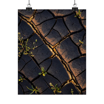 Cracked Earth Gold Vein Wall Art Print | Philosophical Kintsugi Art