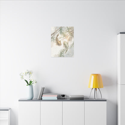 Koi Pond Canvas Art | Winter Japandi Watercolor Art