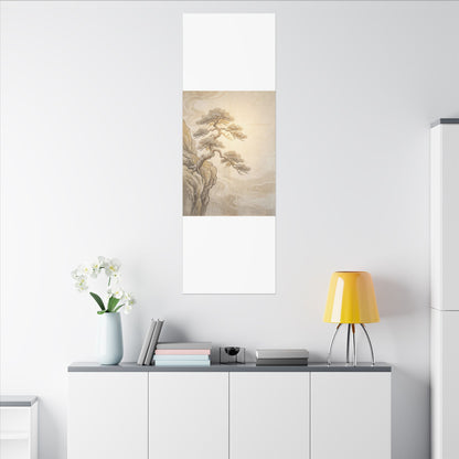 Winter Pine Tree Japanese Pattern Canvas Art | Elegant Decor