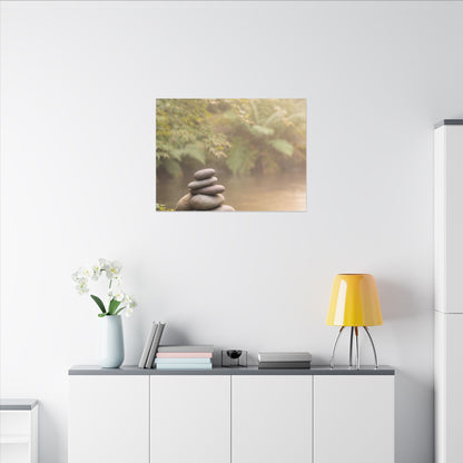 Cozy River Stones Canvas Art - Japanese Pattern Japandi