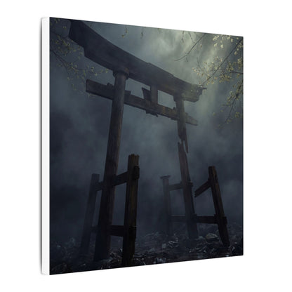 Dark Japandi Torii Gate in Dappled | Moody Minimal Canvas Art
