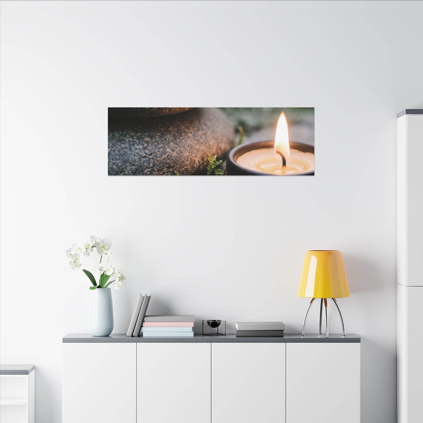 Warm River Stones Canvas Art - Japanese Pattern Japandi