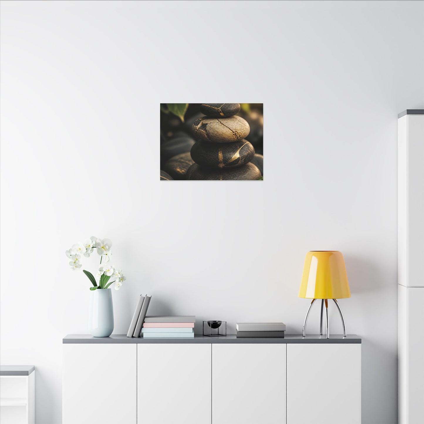 Summer River Stones Broken Beauty Canvas Art | Healing Decor