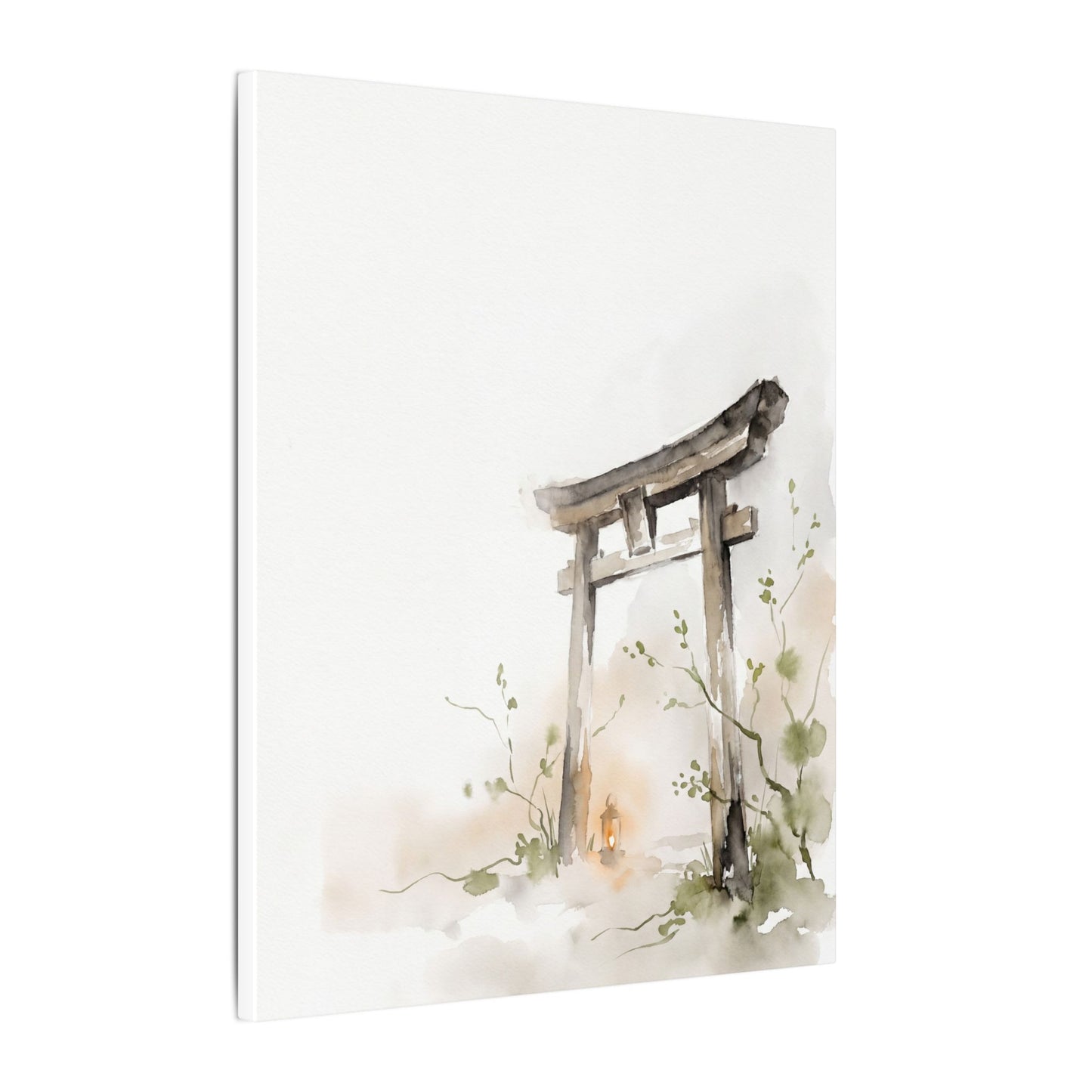 Fukinsei Torii Gate Canvas Art - Japandi Watercolor