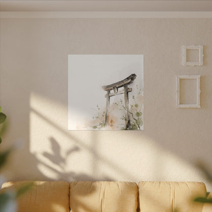 Fukinsei Torii Gate Canvas Art - Japandi Watercolor
