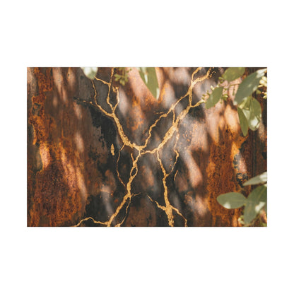 Kanso Rust Patina Canvas Art - Kintsugi Gold Vein