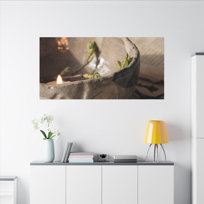 Candlelight Ceramic Bowl Canvas Art - Japandi Ma