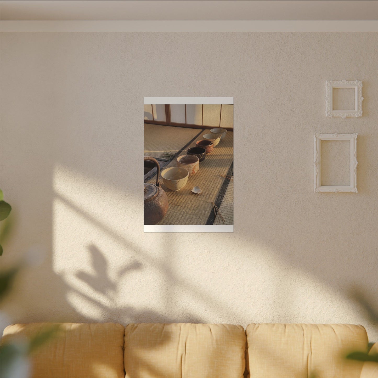 Kintsugi Tea Ceremony in Golden Hour | Gold Repair Canvas Art