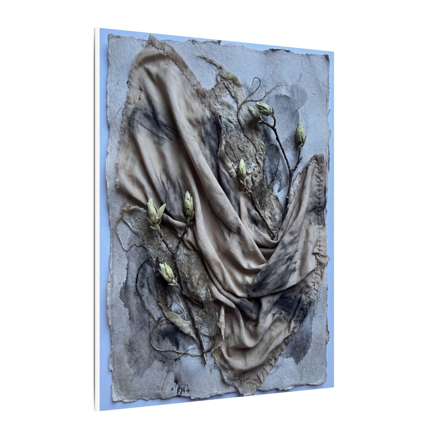 Japandi Silk Drape in Moonlight | Texture Canvas Art