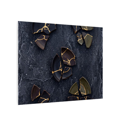 Broken Pottery Canvas Art | Winter Dark Japandi Shadow Zen Art