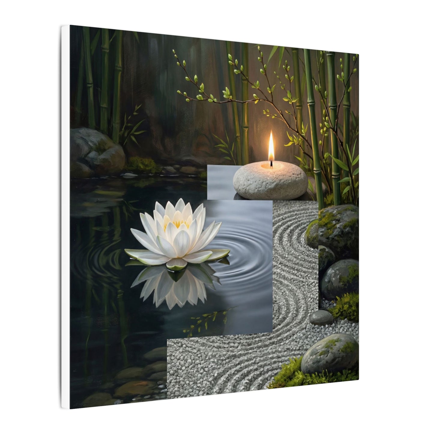 Candlelight Lotus Flower Canvas Art - Zen Kanso
