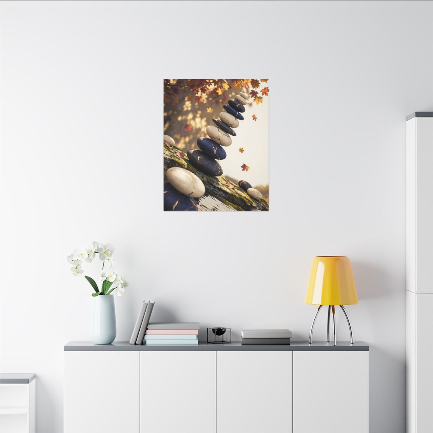 Ma River Stones Canvas Art - Kintsugi Gold Vein