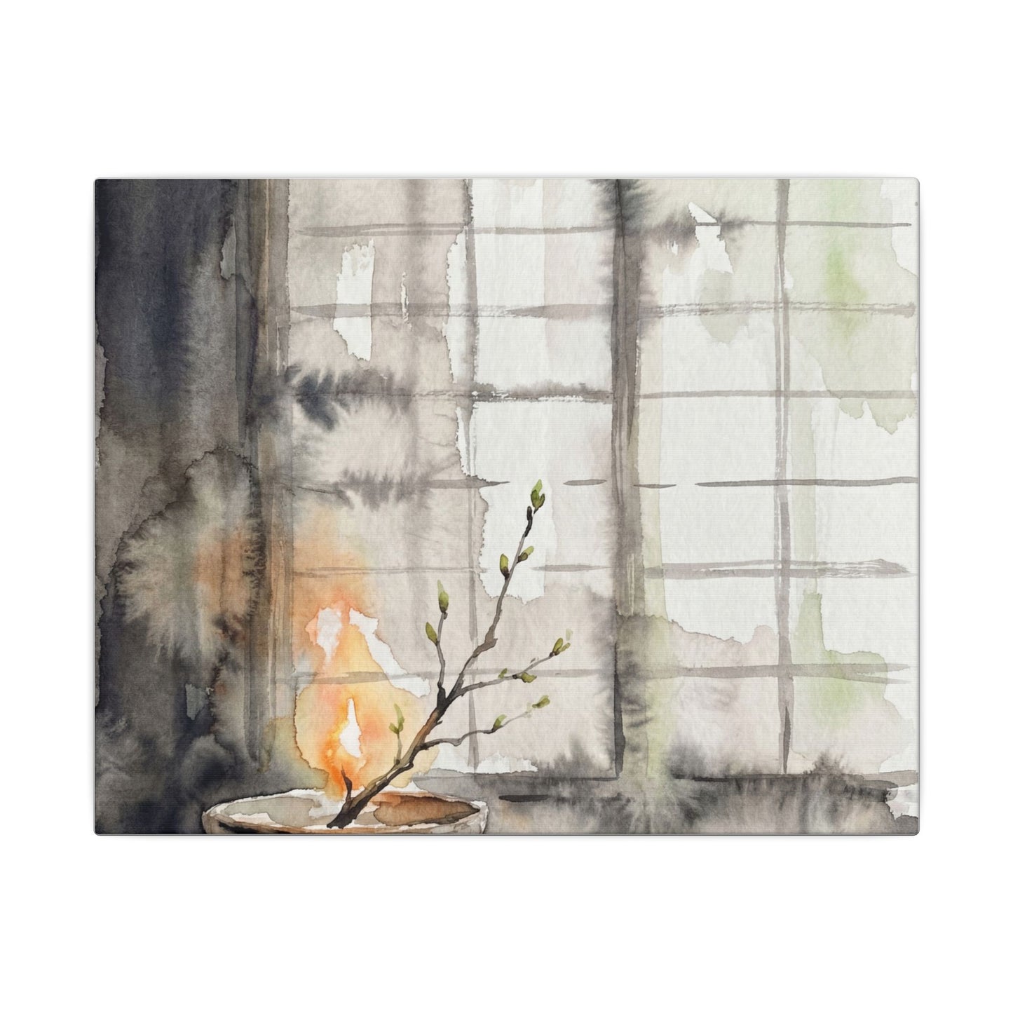 Shoji Screen Canvas Art | Spring Japandi Watercolor Art