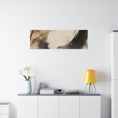 Japandi Ink Brushstroke in Golden Hour | Watercolor Canvas Art
