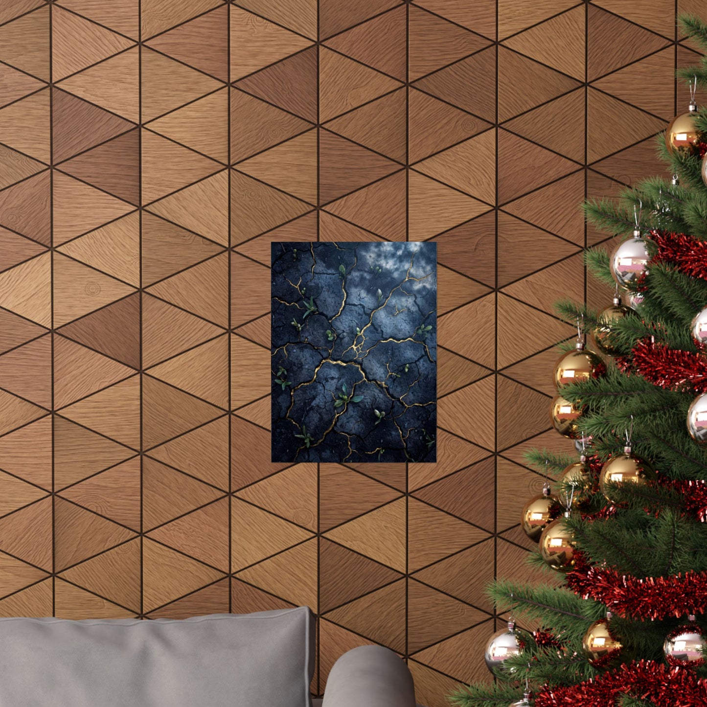 Shibui Cracked Earth Wall Art Print - Kintsugi Broken Beauty