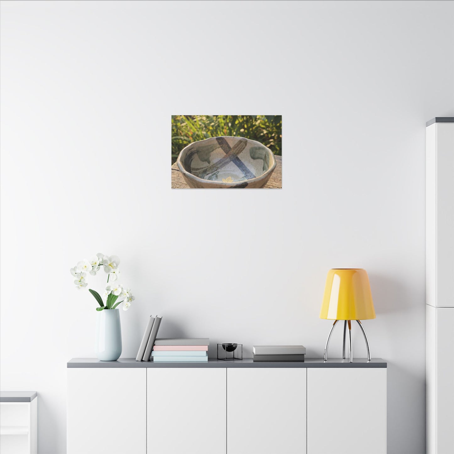 Earthy Ceramic Bowl Canvas Art - Japanese Pattern Japandi