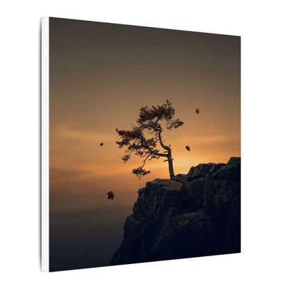 Dark Japandi Pine Tree in Golden Hour | Moody Minimal Canvas Art