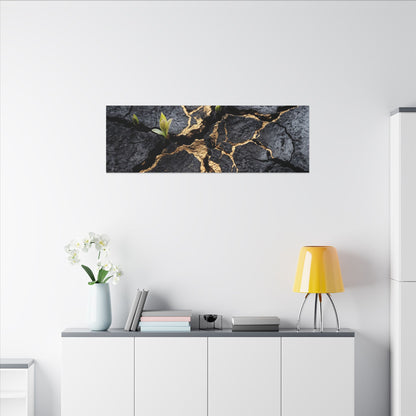 Ma Cracked Earth Canvas Art - Dark Japandi Charcoal Ink