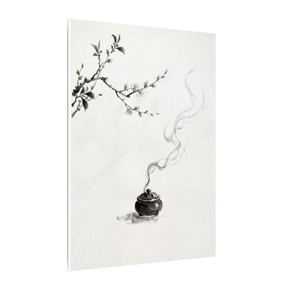 Calm Incense Smoke Canvas Art - Sumi E Zen