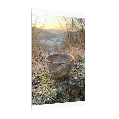 Golden Hour Ceramic Bowl Canvas Art - Japandi Shibui
