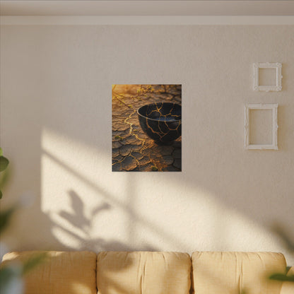 Golden Hour Cracked Earth Canvas Art - Kintsugi Fukinsei