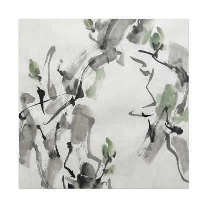 Zen Ink Brushstroke in Overcast | Sumi E Canvas Art