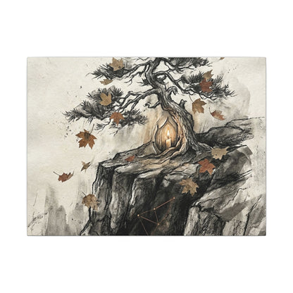 Pine Tree Autumn Canvas Art | Japandi Earthy Design