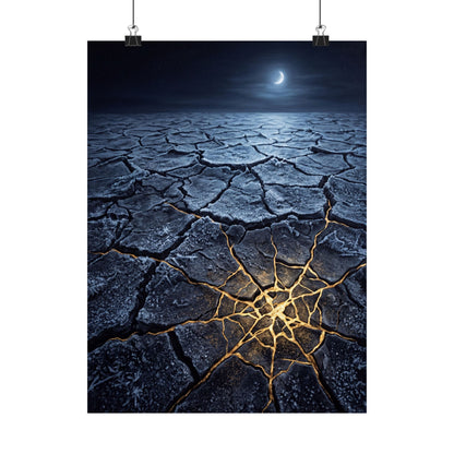 Artful Cracked Earth Wall Art Print - Gold Vein Kintsugi
