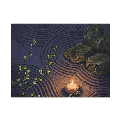 Mono No Aware Rock Garden Canvas Art - Zen Ukiyo E Inspired
