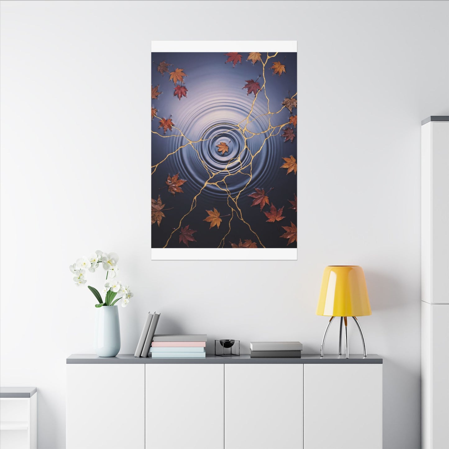 Kintsugi Water Ripple in Dawn | Gold Vein Canvas Art