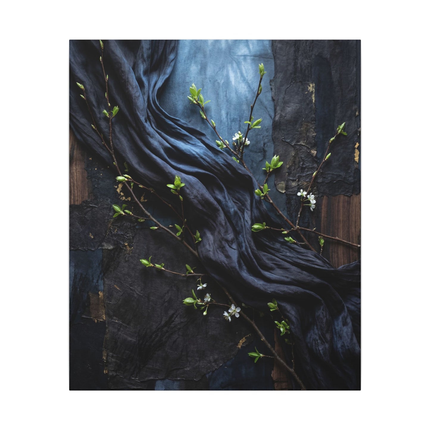 Spring Silk Drape Dark Texture Canvas Art | Atmospheric Decor