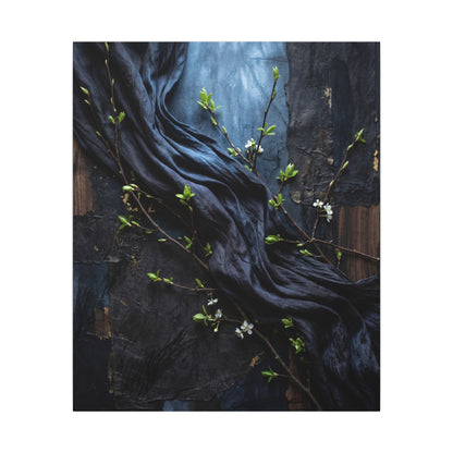 Spring Silk Drape Dark Texture Canvas Art | Atmospheric Decor