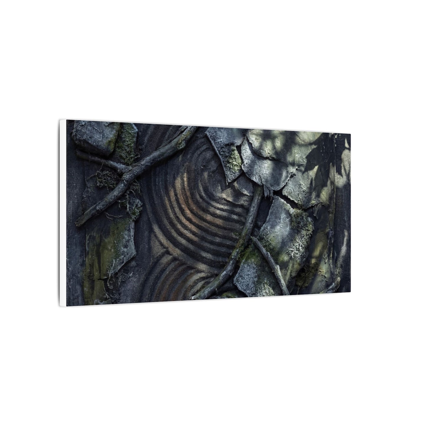 Rock Garden Canvas Art | Winter Dark Japandi Dark Texture Art