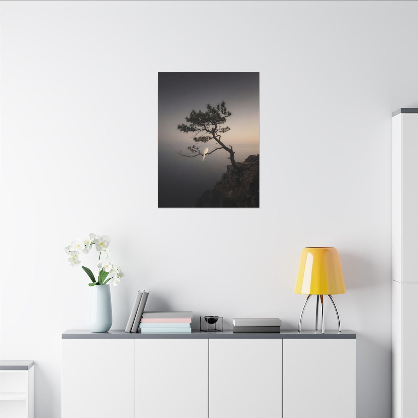 Dawn Pine Tree Canvas Art - Dark Japandi Datsuzoku