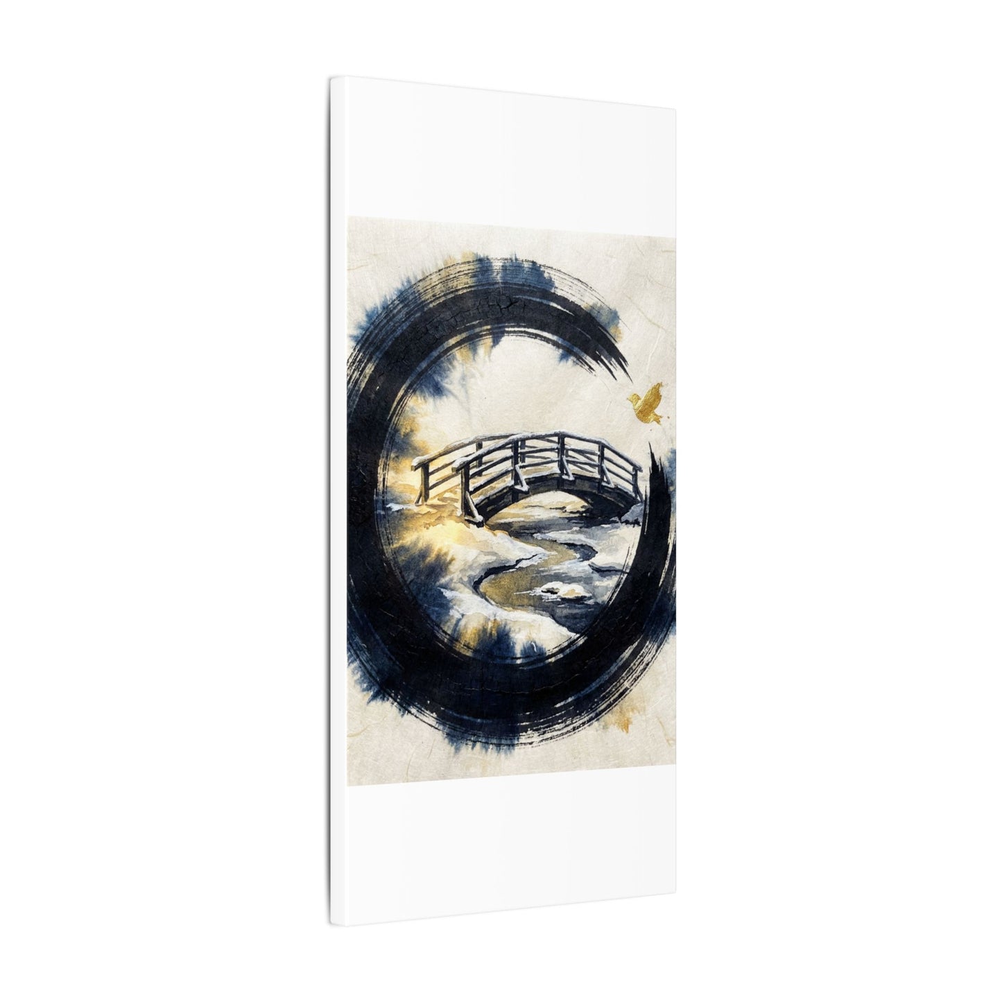 Autumn Ink Brushstroke Karesansui Canvas Art | Peaceful Decor