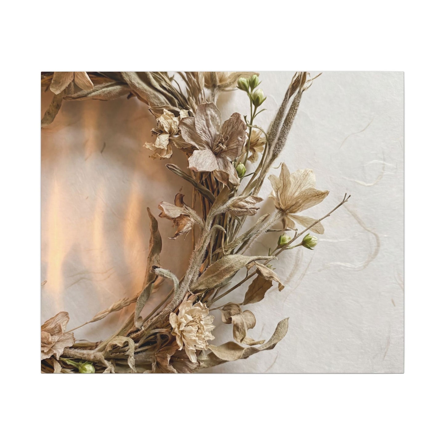 Dried Flowers Japanese Pattern Canvas Art | Neutral Japandi Art