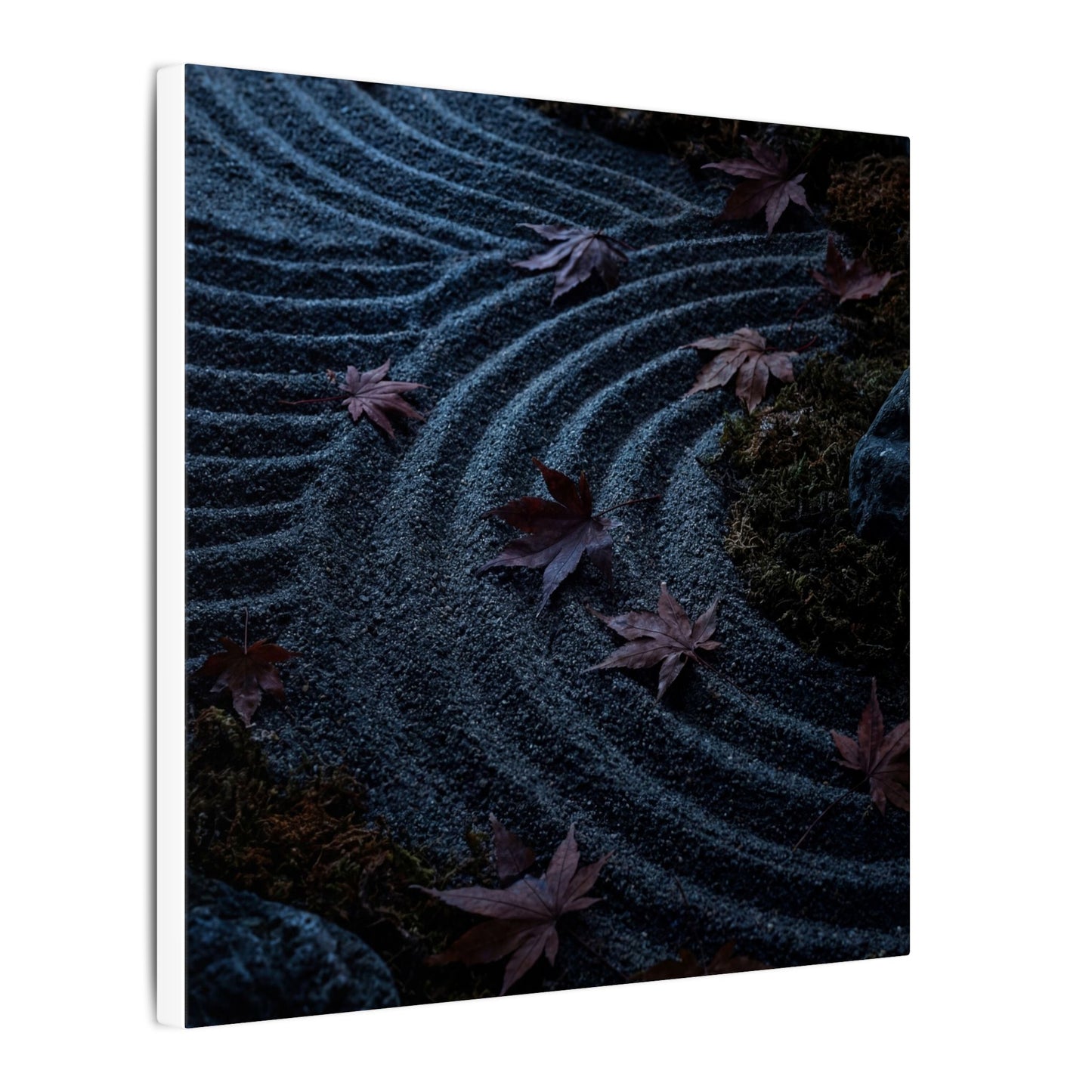 Rock Garden Canvas Art | Autumn Dark Japandi Dark Texture Art