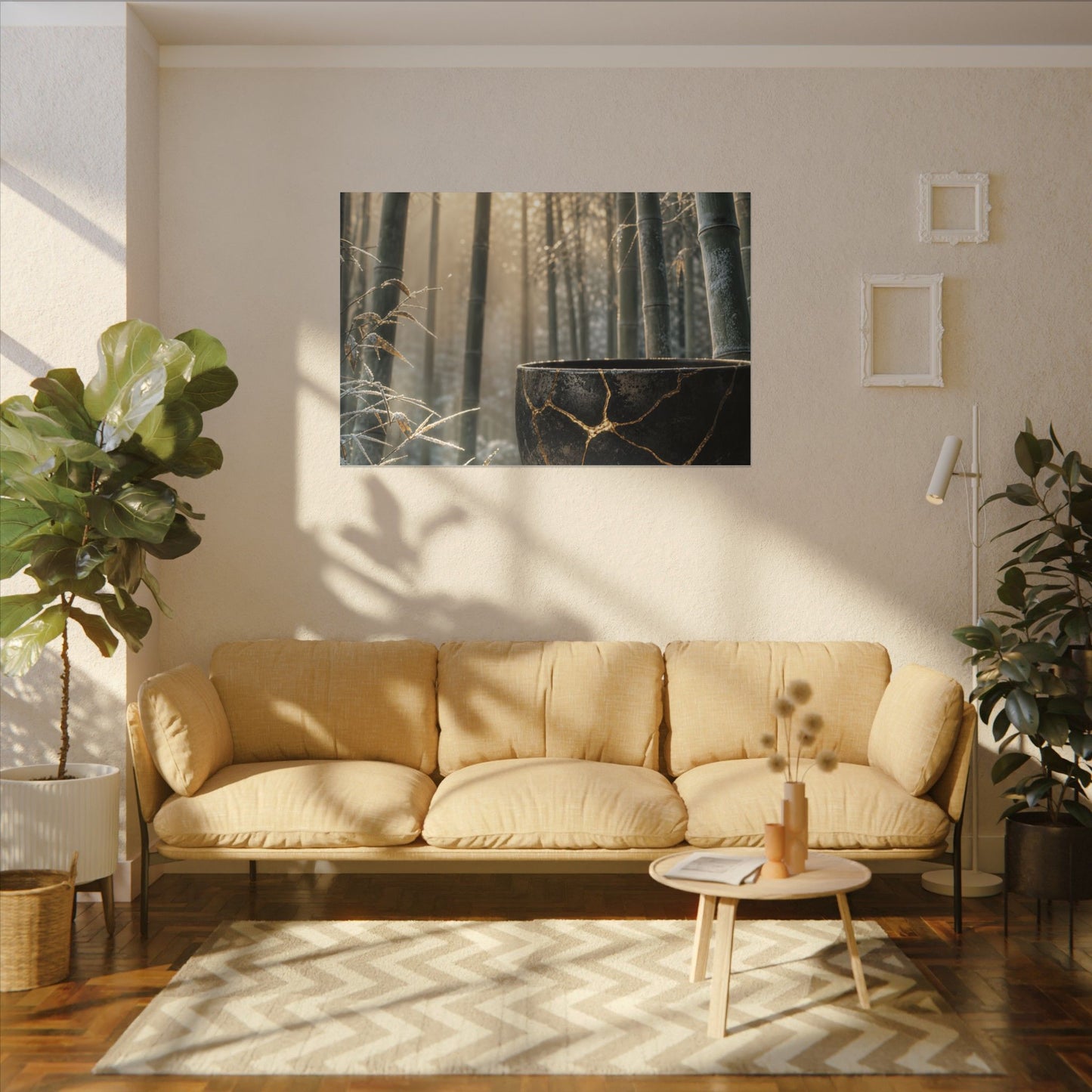 Fukinsei Bamboo Grove Canvas Art - Kintsugi Gold Repair
