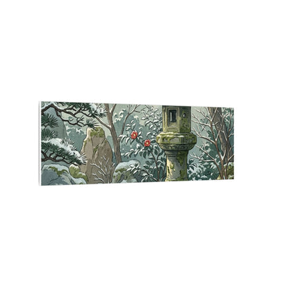 Stone Lantern Winter Canvas Art | Japandi Warm Design