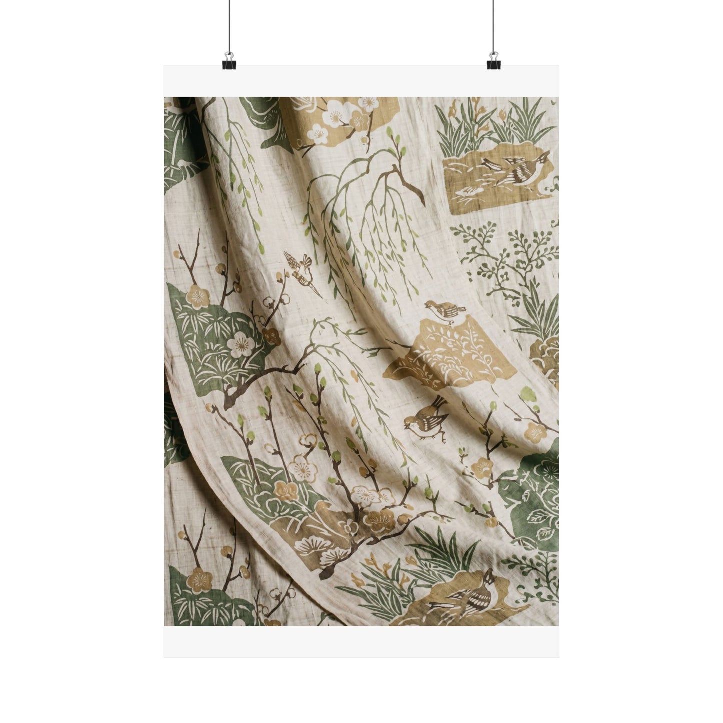 Silk Drape Japanese Pattern Wall Art Print | Neutral Japandi Art