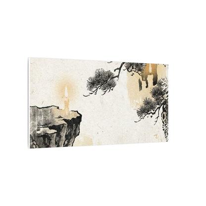 Japandi Pine Tree in Candlelight | Japanese Pattern Canvas Art