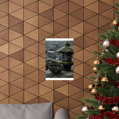 Stone Lantern Winter Wall Art Print | Kintsugi Beautiful Design