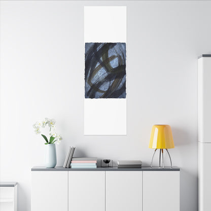Ink Brushstroke Canvas Art | Winter Dark Japandi Shadow Zen Art