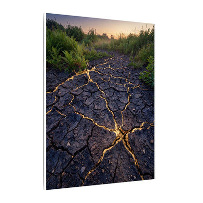 Cracked Earth Canvas Art | Summer Kintsugi Crackle Gold Art