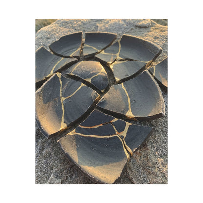 Broken Pottery Winter Canvas Art | Kintsugi Resilient Design